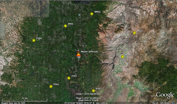 Map of volcano-jefferson-distal stations