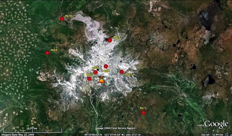 Map of volcano-lassen-proximal stations