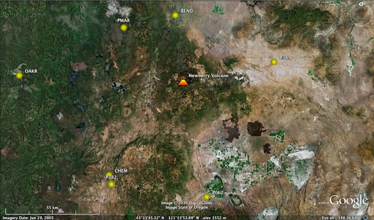 Map of volcano-newberry-distal stations