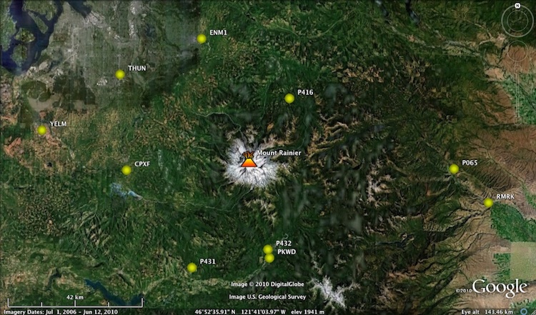 Map of volcano-rainier-distal stations