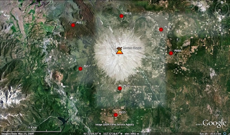 Map of volcano-shasta-proximal stations