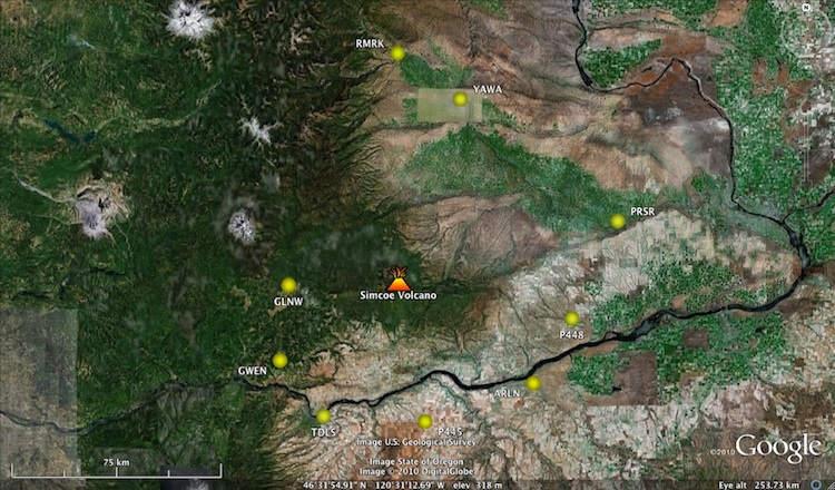 Map of volcano-simcoe-distal stations